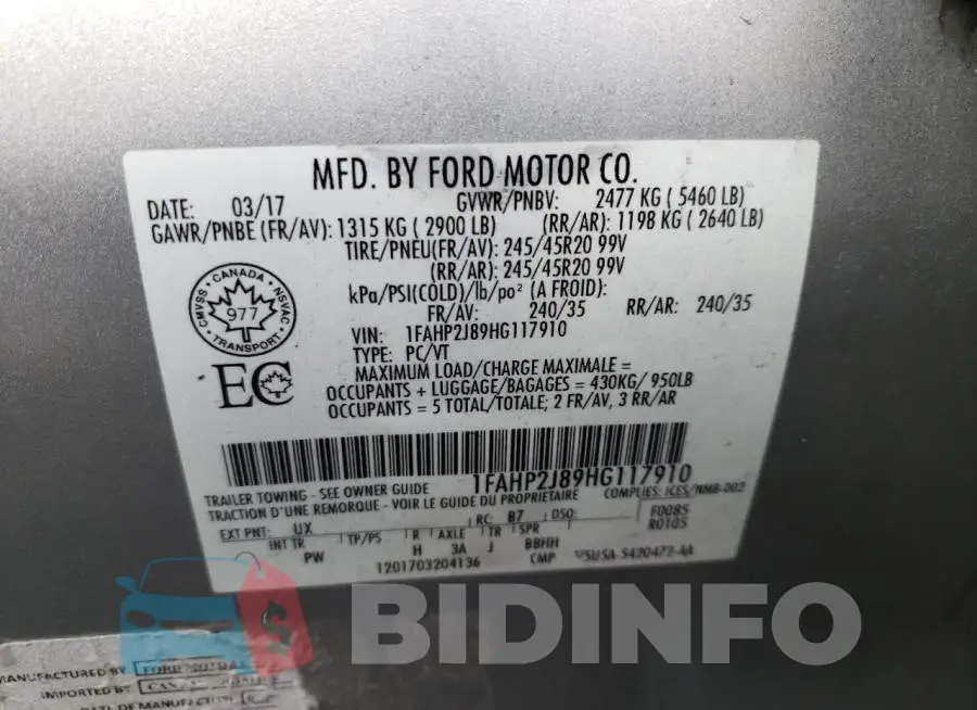 1FAHP2J89HG117910 Photo# 12