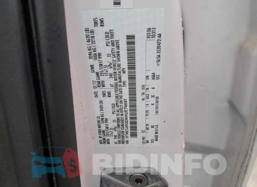 1FMCU0GD6HUE76697 Photo# 13
