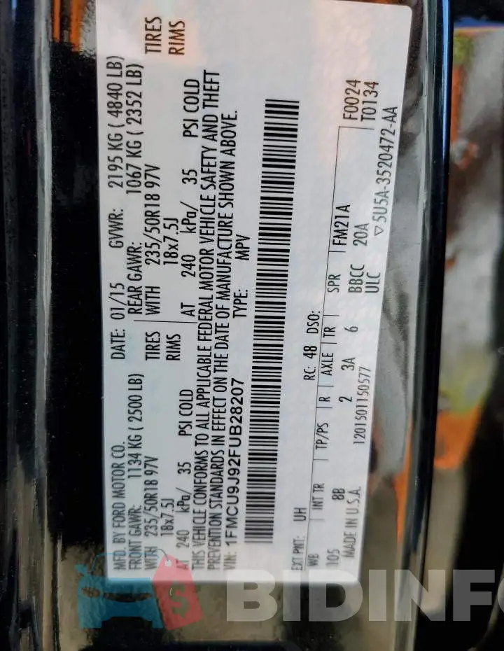 1FMCU9J92FUB28207 Photo# 13