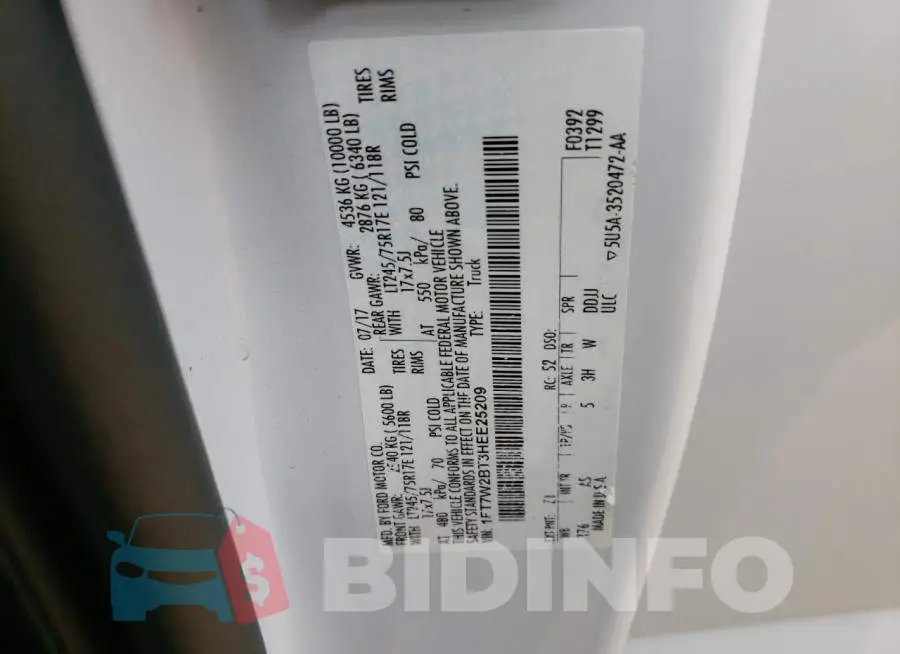 1FT7W2BT3HEE25209 Photo# 12