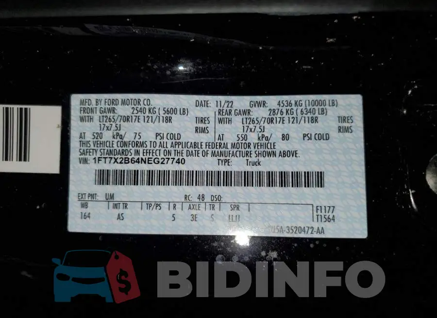 1FT7X2B64NEG27740 Photo# 13