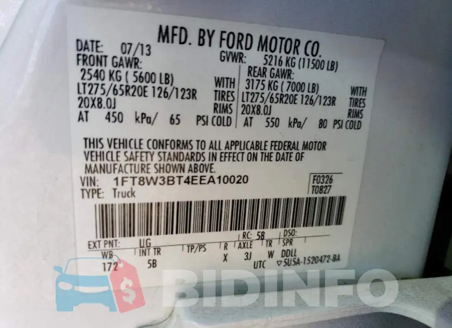 1FT8W3BT4EEA10020 Photo# 13