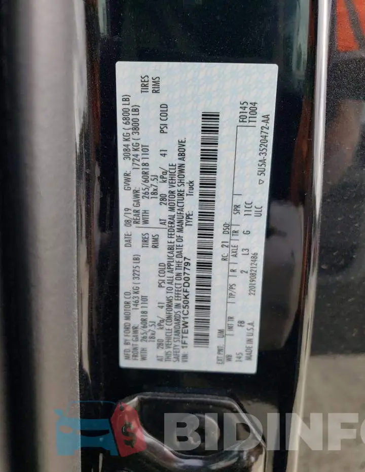 1FTEW1C50KFD07797 Photo# 12