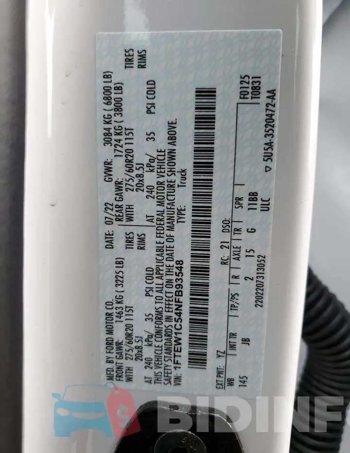 1FTEW1C54NFB93548 Photo# 12