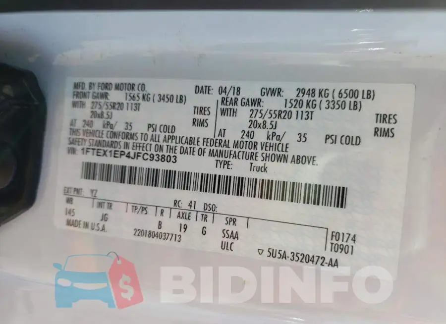 1FTEX1EP4JFC93803 Photo# 12