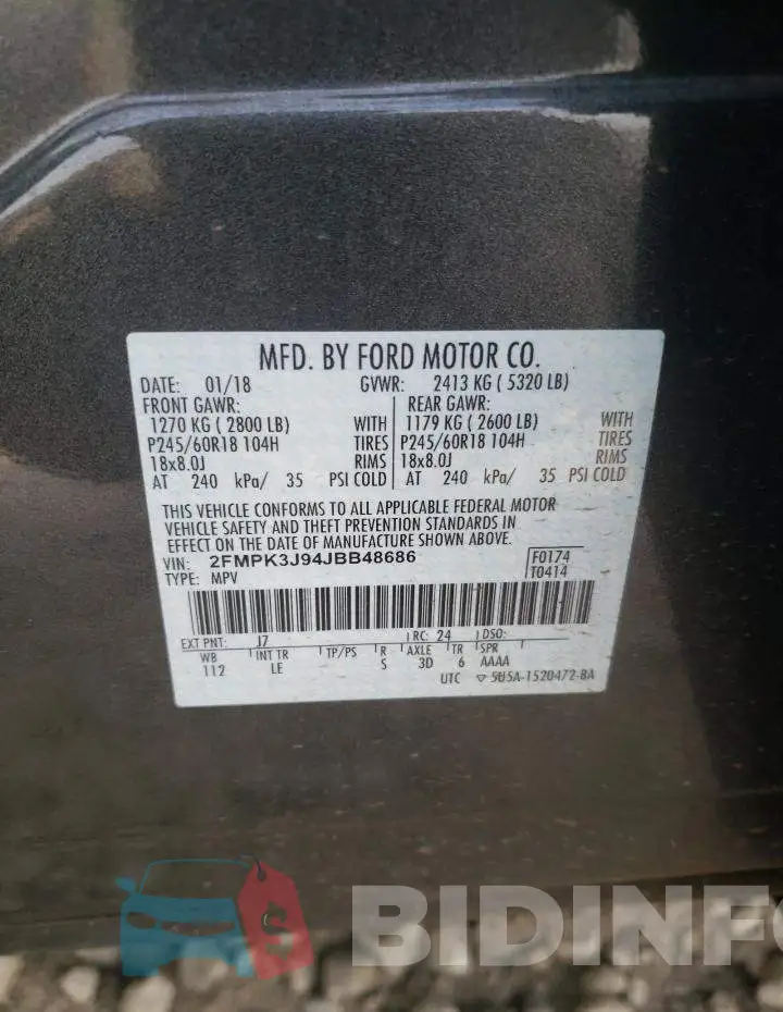 2FMPK3J94JBB48686 Photo# 13