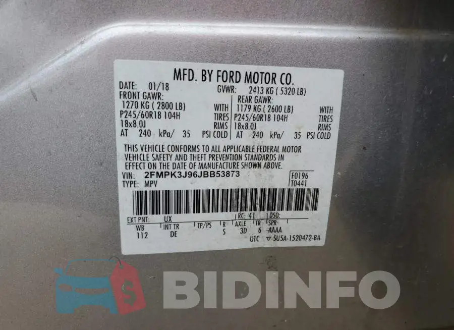 2FMPK3J96JBB53873 Photo# 13