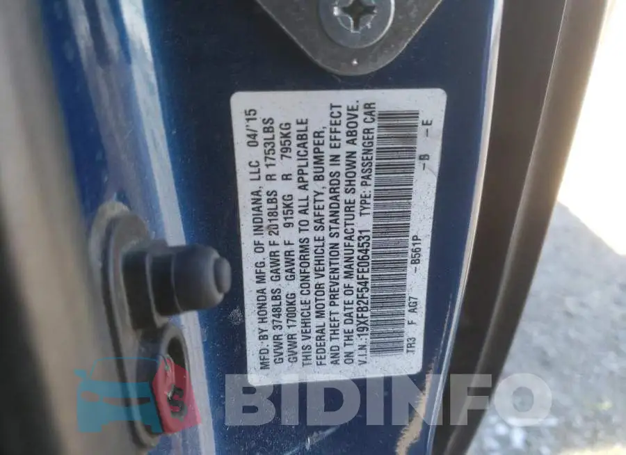 19XFB2F54FE064531 Photo# 12