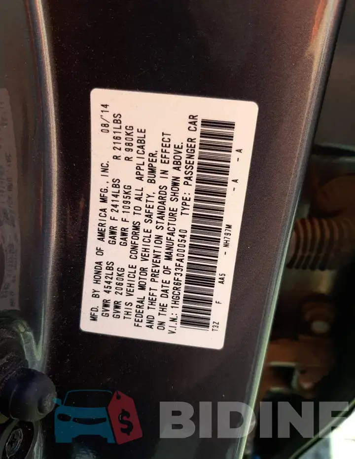 1HGCR6F33FA000540 Photo# 13