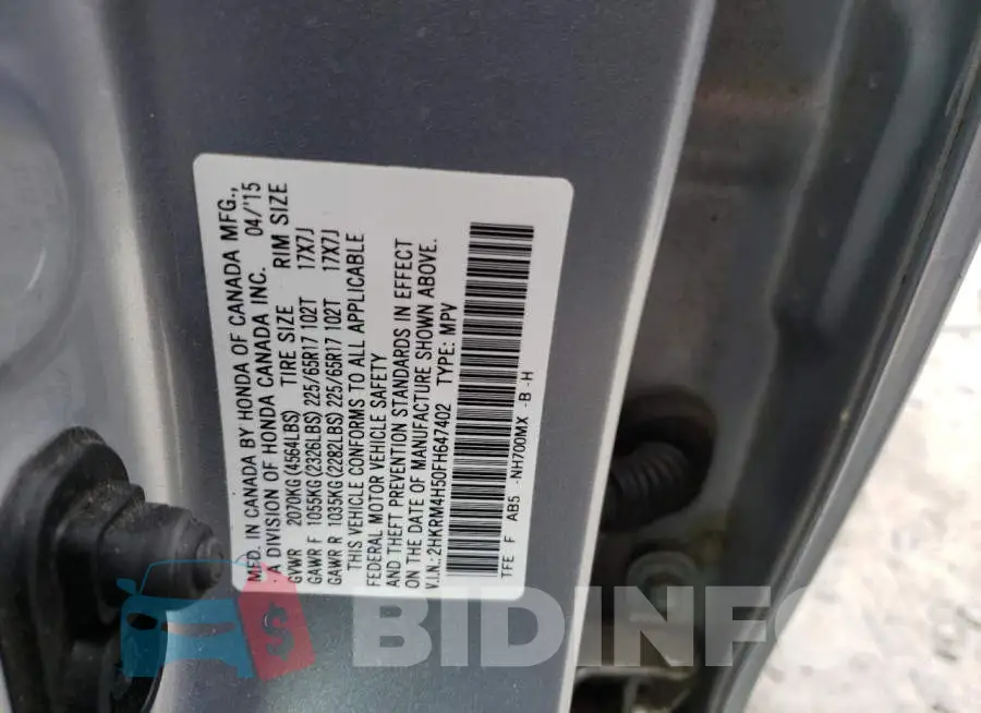 2HKRM4H50FH647402 Photo# 13