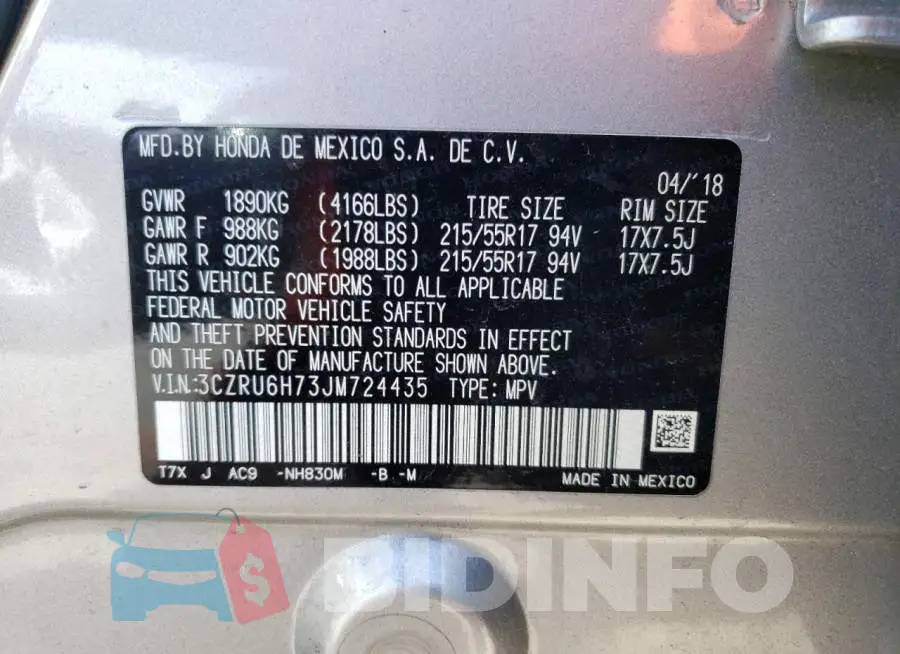 3CZRU6H73JM724435 Photo# 14