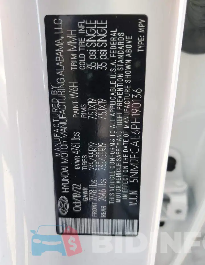 5NMJFCAE6PH190136 Photo# 13