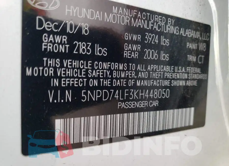 5NPD74LF3KH448050 Photo# 13