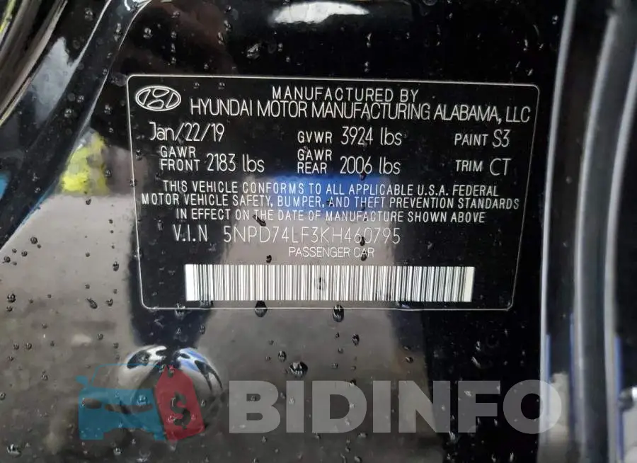 5NPD74LF3KH460795 Photo# 12