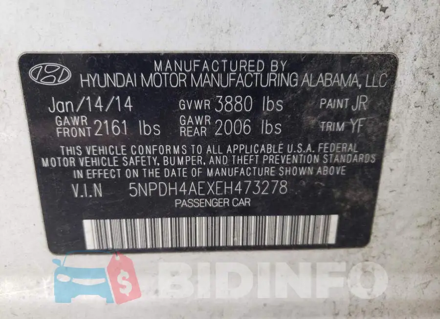 5NPDH4AEXEH473278 Photo# 12