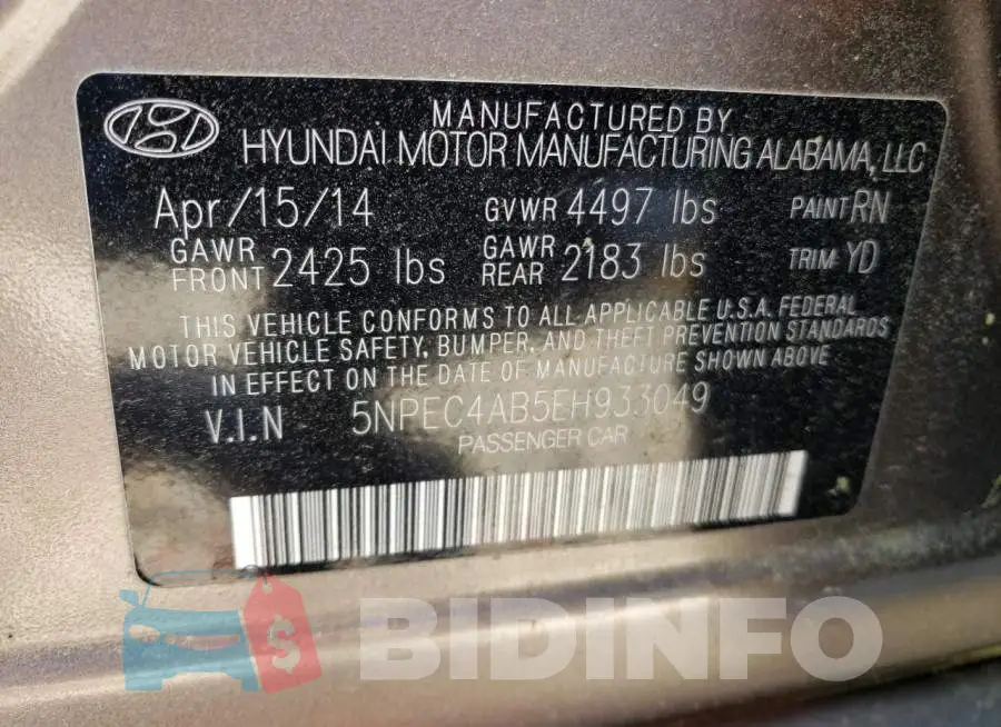 5NPEC4AB5EH933049 Photo# 12