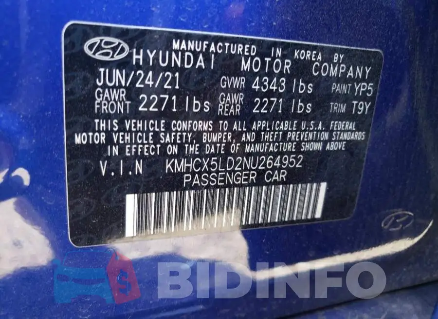 KMHCX5LD2NU264952 Photo# 13