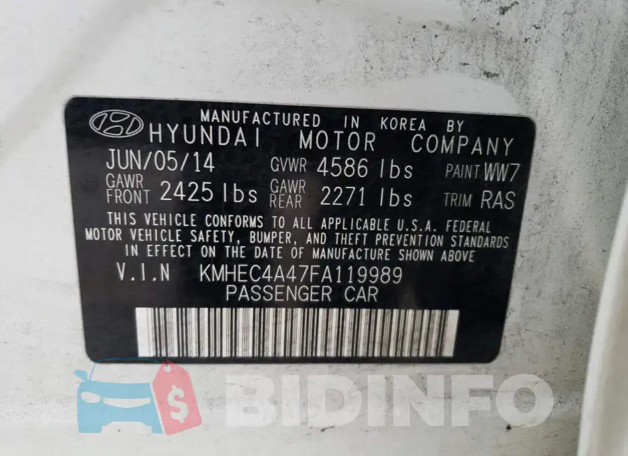 KMHEC4A47FA119989 Photo# 12