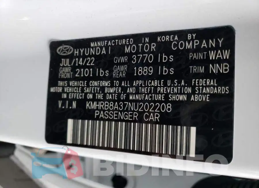 KMHRB8A37NU202208 Photo# 14