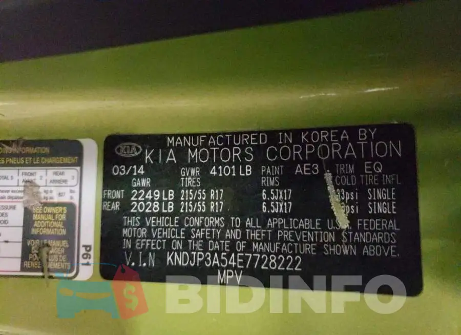 KNDJP3A54E7728222 Photo# 12