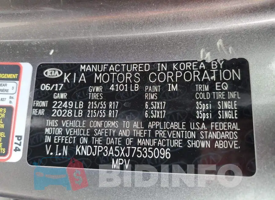 KNDJP3A5XJ7535096 Photo# 12
