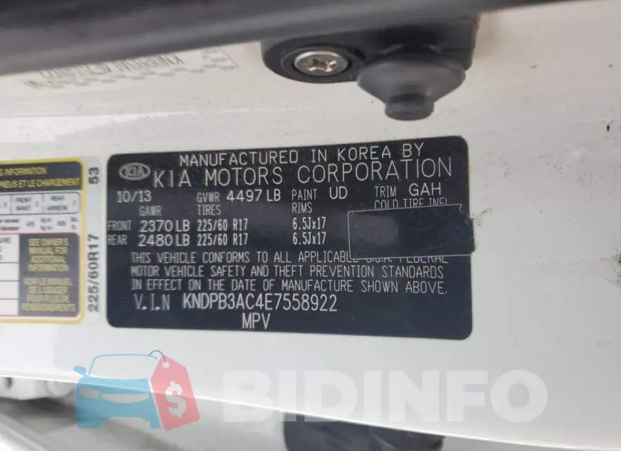 KNDPB3AC4E7558922 Photo# 12