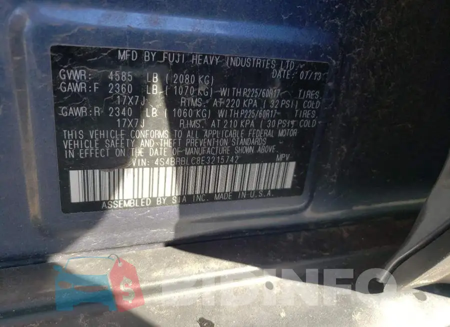 4S4BRBLC8E3215742 Photo# 12