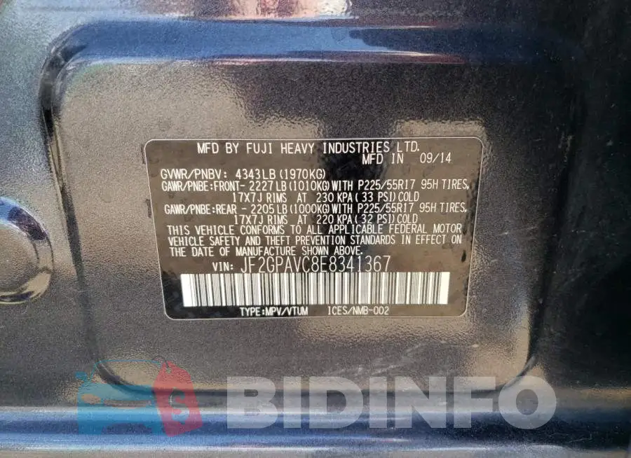 JF2GPAVC8E8341367 Photo# 10