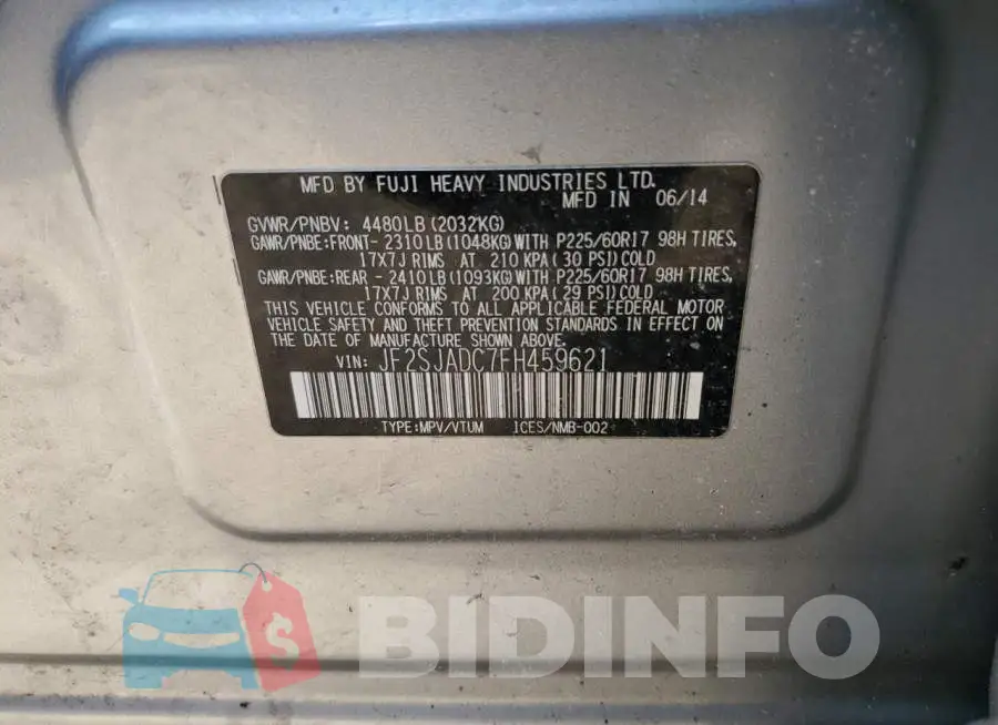 JF2SJADC7FH459621 Photo# 12