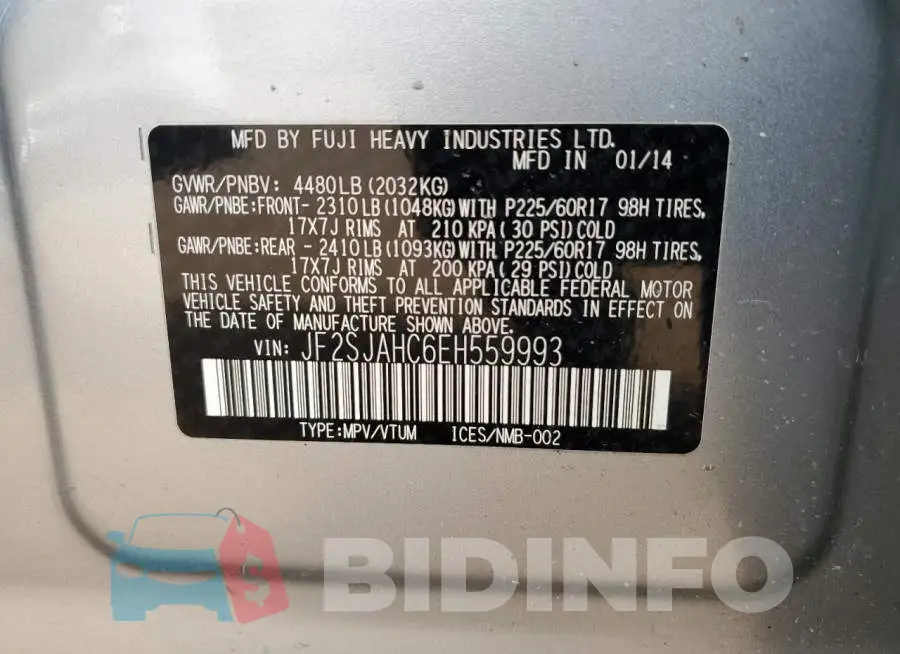 JF2SJAHC6EH559993 Photo# 13