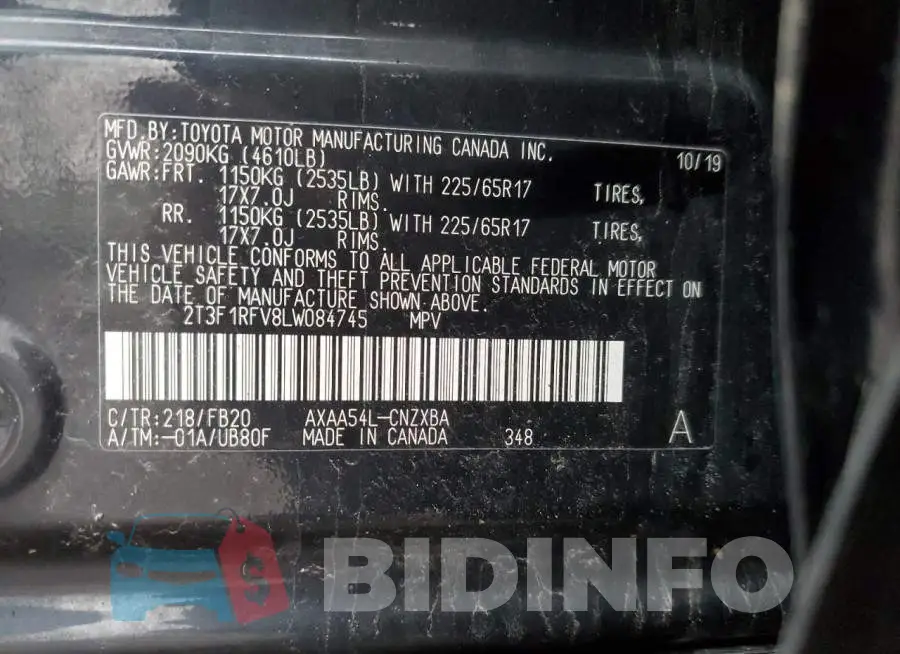2T3F1RFV8LW084745 Photo# 13
