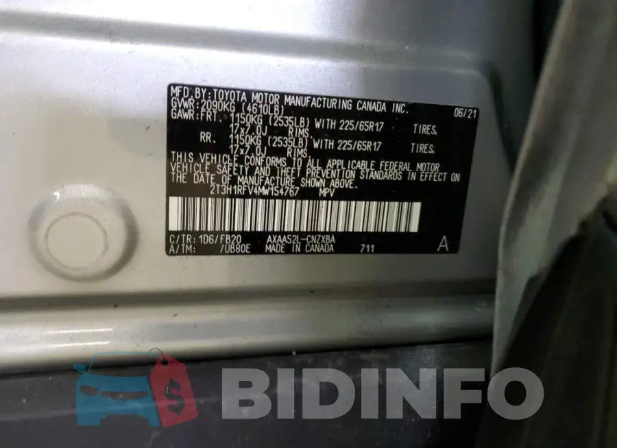 2T3H1RFV4MW154767 Photo# 14