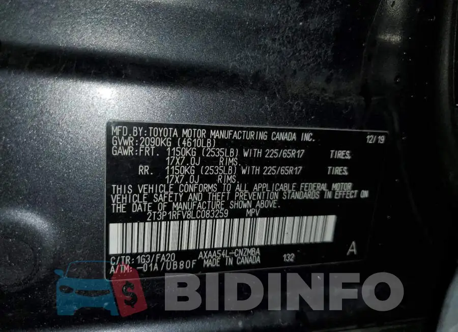 2T3P1RFV8LC083259 Photo# 14