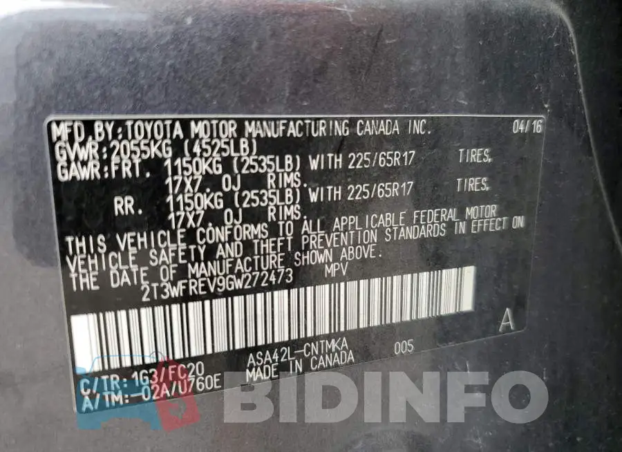 2T3WFREV9GW272473 Photo# 14