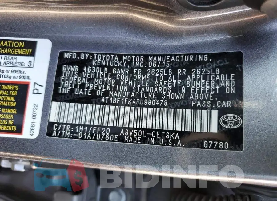 4T1BF1FK4FU980478 Photo# 12