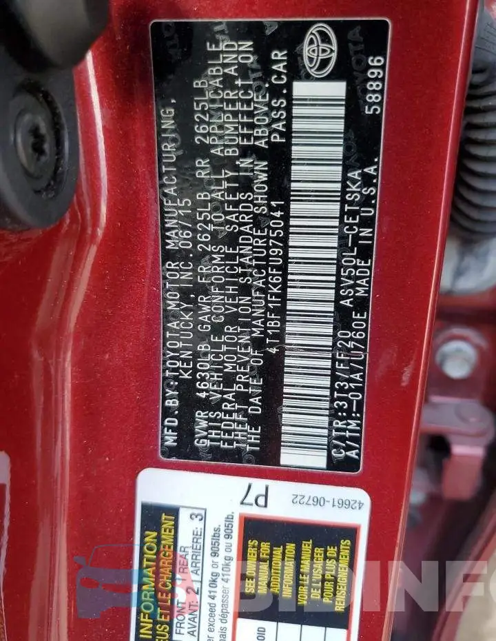 4T1BF1FK6FU975041 Photo# 12