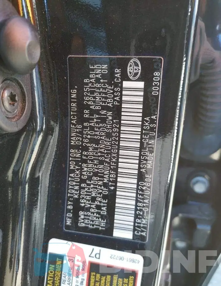 4T1BF1FKXGU225921 Photo# 12