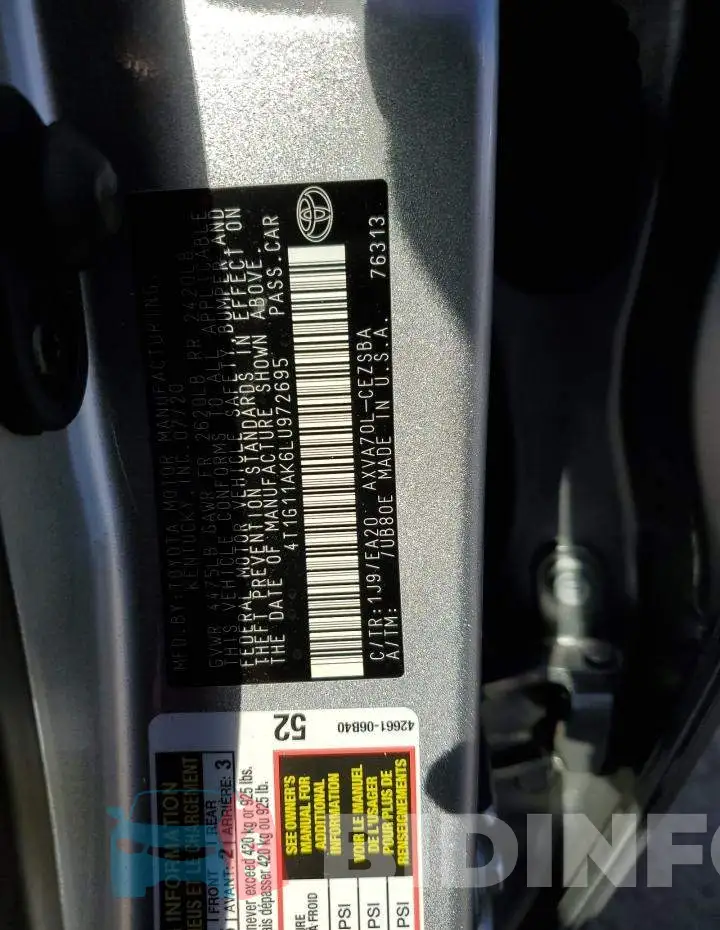 4T1G11AK6LU972695 Photo# 12