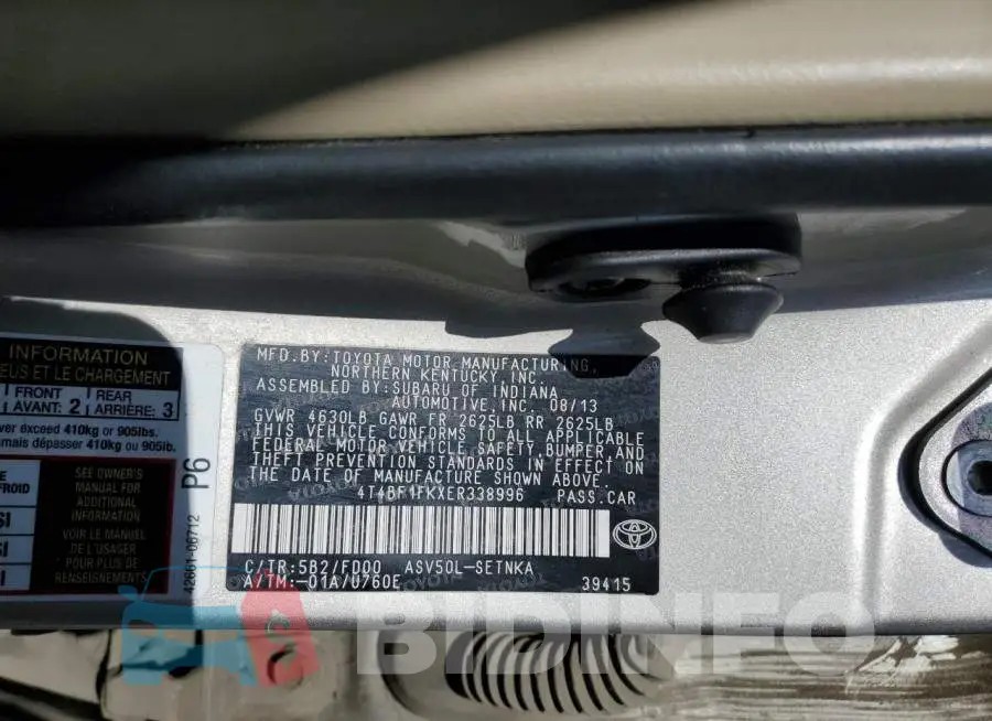 4T4BF1FKXER338996 Photo# 12