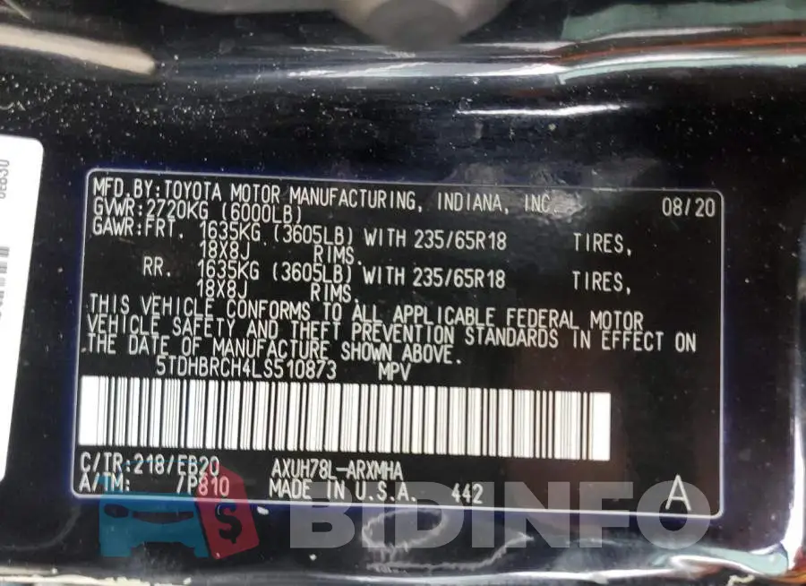 5TDHBRCH4LS510873 Photo# 13