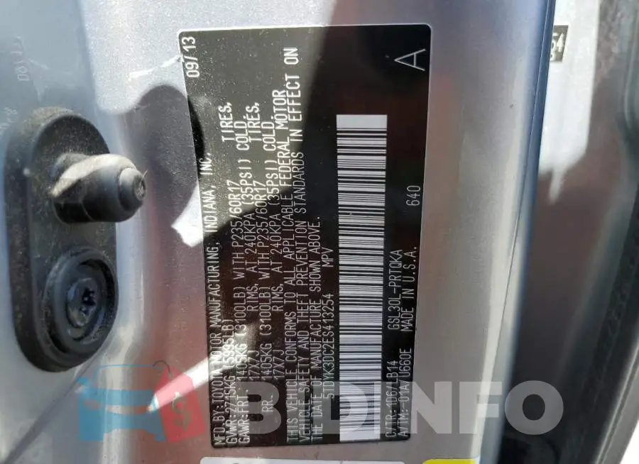 5TDYK3DC2ES413254 Photo# 13