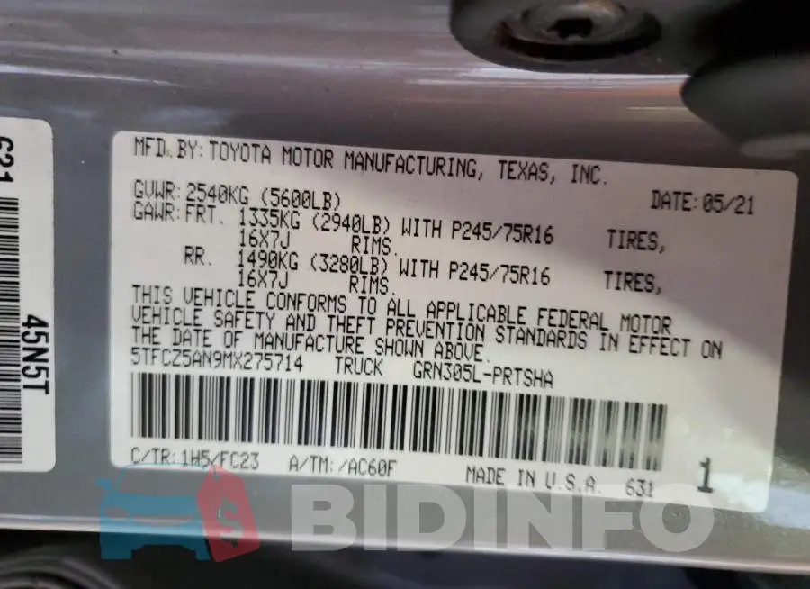 5TFCZ5AN9MX275714 Photo# 12