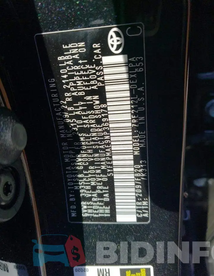 5YFEPMAE9NP369178 Photo# 12