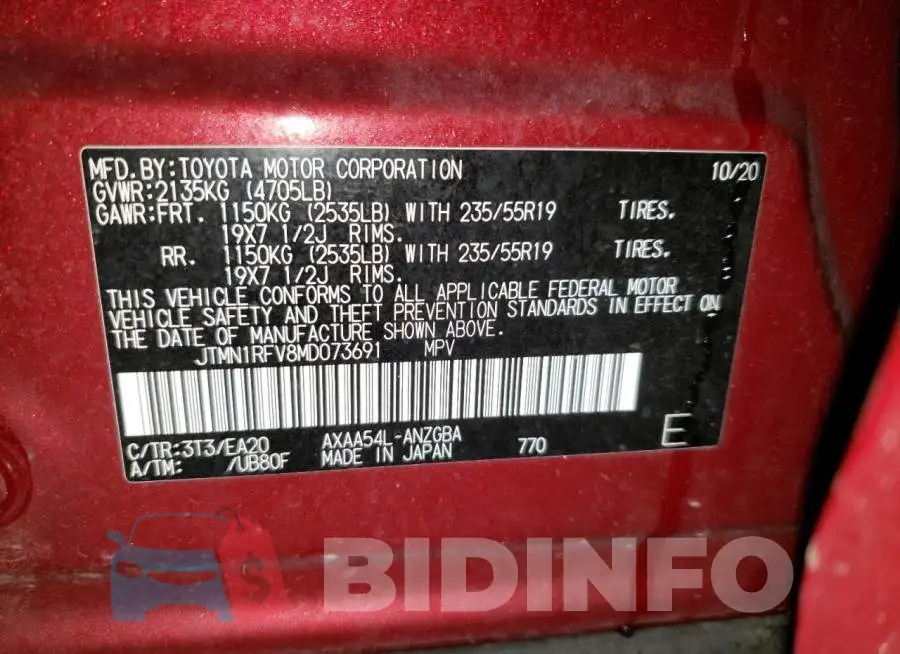 JTMN1RFV8MD073691 Photo# 13