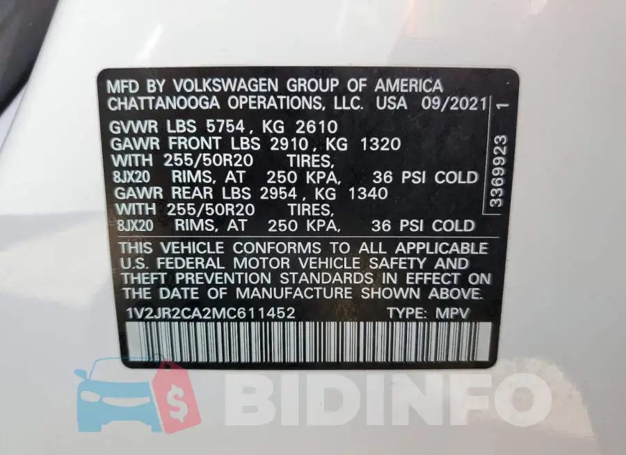 1V2JR2CA2MC611452 Photo# 13