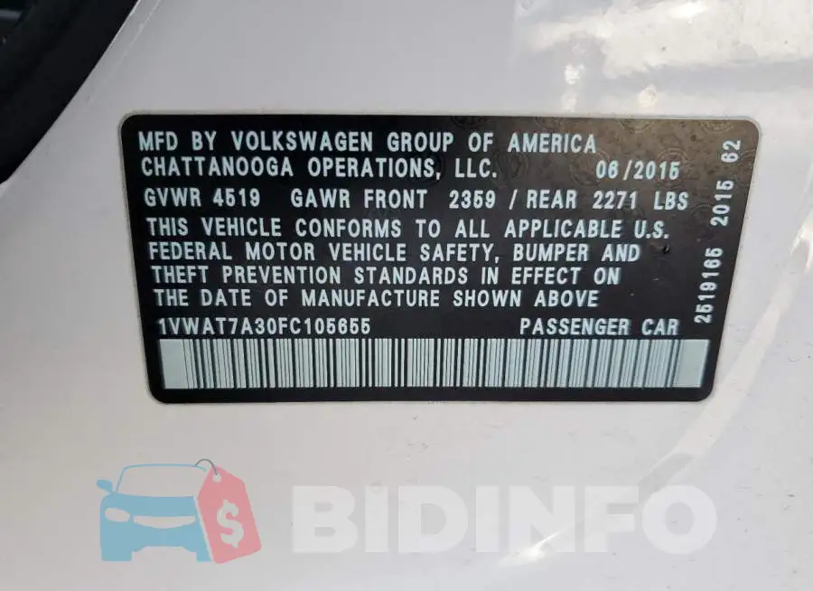 1VWAT7A30FC105655 Photo# 13