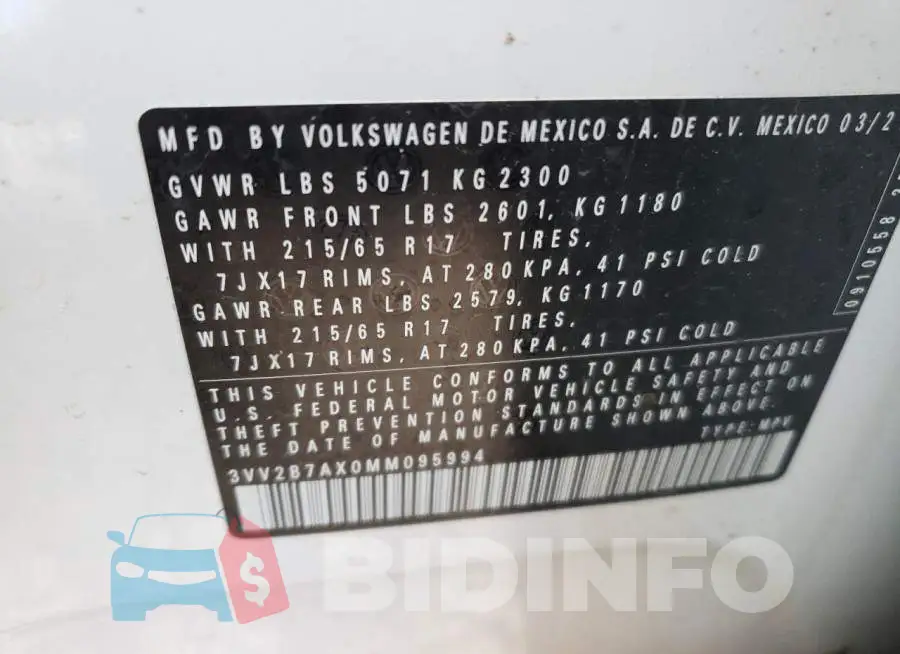 3VV2B7AX0MM095994 Photo# 13
