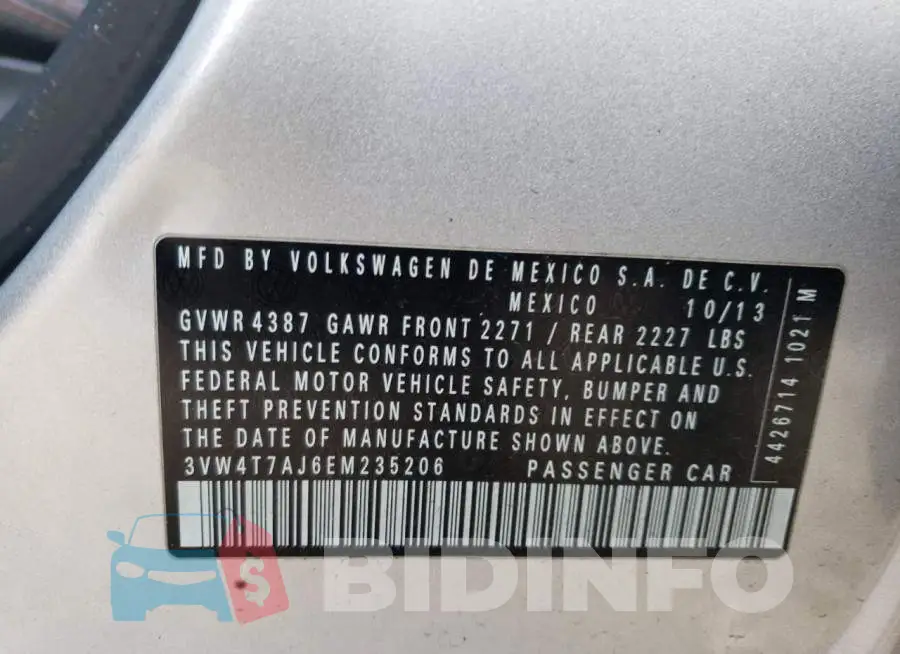 3VW4T7AJ6EM235206 Photo# 12