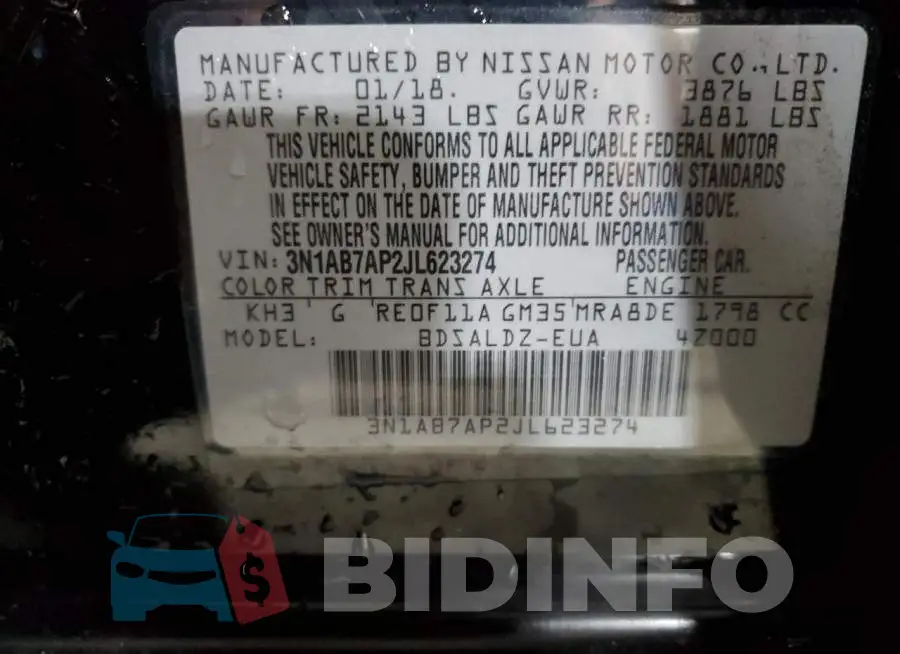 3N1AB7AP2JL623274 Photo# 13
