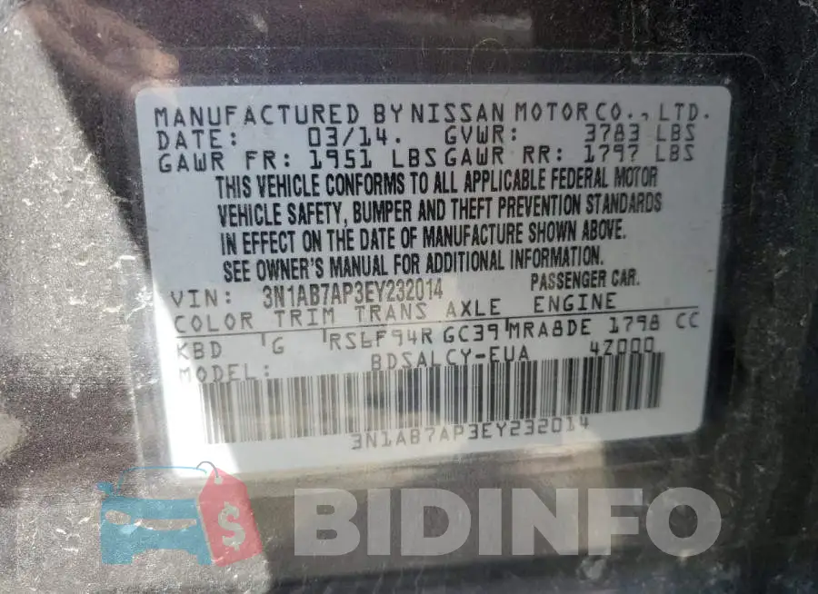3N1AB7AP3EY232014 Photo# 12